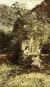 Artist Adolphe Joseph Thomas Monticelli Figures at a Fountain oil on canvas